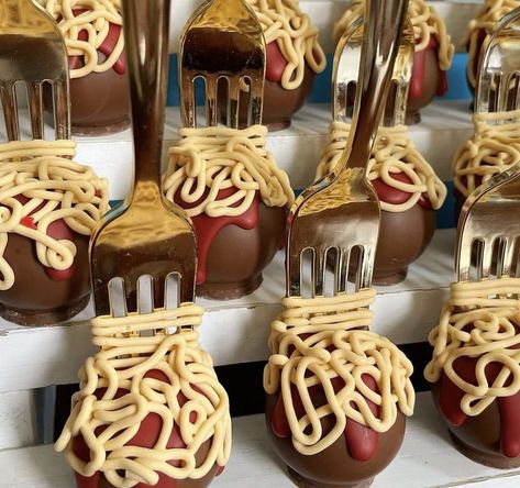 Italian Themed Cake Pops, Pasta First Birthday, Italian Themed Desserts, Spaghetti Themed Party, Pasta Themed Baby Shower Ideas, Little Meatball First Birthday, Pasta Themed Birthday Party, Italian Party Favors, Our Little Meatball Is Turning One