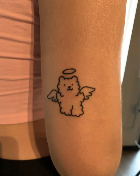 Angel Bear Tattoo, Fluffy Dog Tattoo, Angel Bear, Fuzzy Wuzzy, Bear Tattoo, Tattoos Art, Fluffy Dogs, Dog Tattoo, Tattoo Inspo