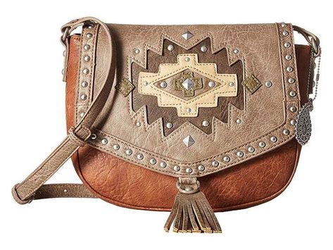 American West Earth Bound Crossbody Flap Bag American West Handbags, Handbags Brown, Western Handbags, Stone Cross, Bags Cross, Western Purses, Brown Purse, Faux Leather Bag, Brown Crossbody