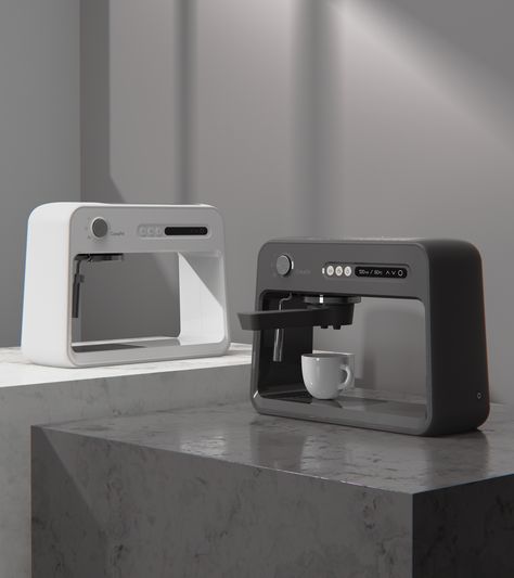 Espresso machine _CasaFé on Behance Espresso Machine Design, Cool Kitchen Appliances, Coffee Machine Design, Homemade Coffee Creamer, Capsule Coffee Machine, Coffee Bike, Cmf Design, Minimal Kitchen, Coffee And Espresso Maker