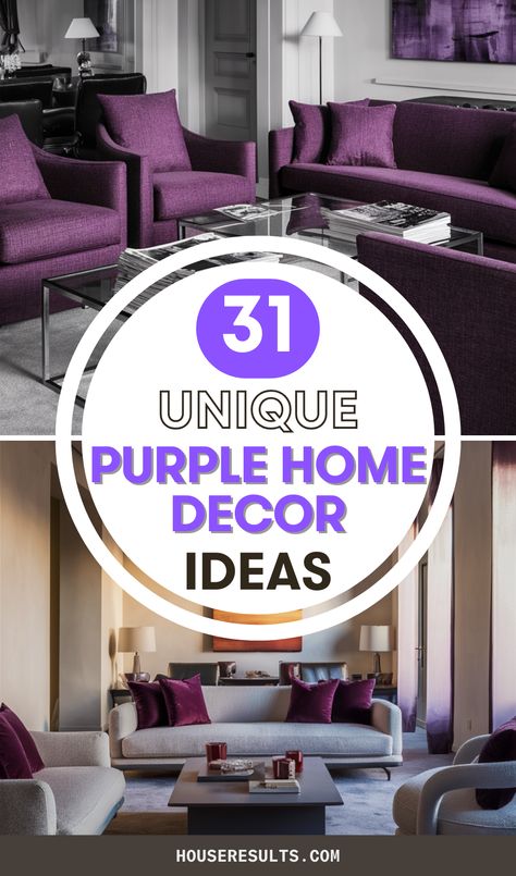 Elevate your home decor with our Purple Home Decor Ideas 💜✨! From purple accent walls to stylish accessories, there are endless ways to incorporate this beautiful color into your space. Discover tips on choosing the perfect shades, coordinating with other colors, and adding personality to your decor. Dive into our Purple Home Decor Ideas and create a chic and sophisticated atmosphere in your home. Purple Family Room, Purple Accent Wall Living Room, Purple Couch Living Room Decor, Purple Walls Living Room, Purple And Gray Living Room, Purple Office Decor, Purple Painted Furniture, Plum Living Room, Plum Decor