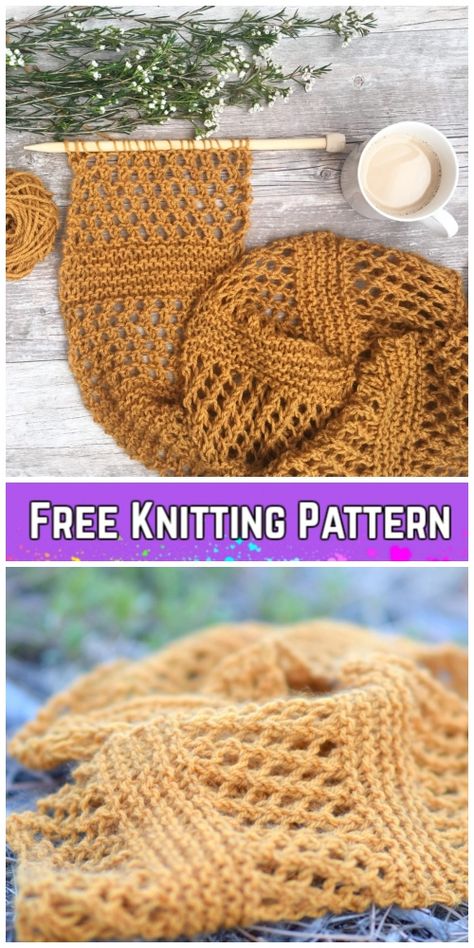 Knit Honeycombs Summer Scarf Free Knitting Pattern - Video Scarf Pattern Knit, Honeycomb Scarf, Knit Scarf Pattern, Baby Boy Knitting Patterns Free, Boys Knitting Patterns Free, Knitting Poncho, Beginners Knitting Patterns, Knitting Patterns Free Scarf, Baby Boy Knitting Patterns