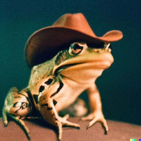 Frog In Hat Drawing, Snake With Cowboy Hat, Frog Reference Photo, Animals In Cowboy Hats, Cowboy Hat Drawing Reference, Frog Wearing Cowboy Hat, Cowboy Hat Reference, Frog In A Cowboy Hat, Cowboy Frog Tattoo