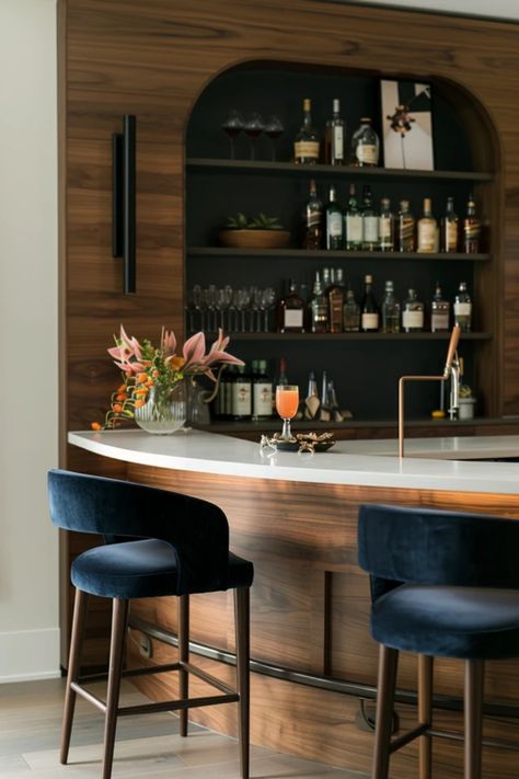 Are you ready to amp up your home entertainment space? Check out these fabulous basement bar corner ideas that will completely transform how you relax and host gatherings! Discover how to get creative with storage, furniture choices, and unique design elements that make a statement. From chic modern looks to rustic retreats, we have various appealing designs to cater to every taste. Say goodbye to boring basements and hello to a stylish, multi-functional corner bar that's perfect for indulging in good drinks and great company! Bar In Entryway, Corner Bar Designs For Home, Unique Home Bar Designs, Home Bar Styling, Basement Corner Bar Ideas, Bar Corner Ideas, Basement Corner Bar, Bar Counter Dimensions, Pine Basement