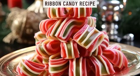 Ribbon Candy Recipe Homemade Ribbon Candy Recipe, Christmas Ribbon Candy, Ribbon Candy Recipe, Cookie Charcuterie, Italian Candy, Magic Candy, Charcuterie Cups, Christmas Candy Homemade, Easy Candy Recipes