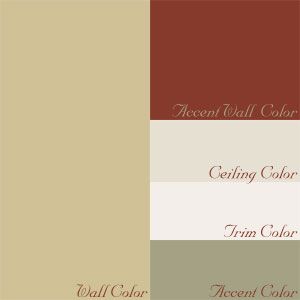 Accent Colors for Red Brick | Steel Lily Design: The Red Accent Wall Cottage Paint Colors, Red Accent Wall, French Country Bathroom, Cottage Painting, French Country Bedrooms, French Country Kitchens, Tuscan Design, Paint Color Palettes, Country Bedroom