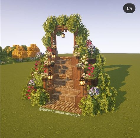 Beehive Build Minecraft, Minecraft Stair Ideas Outside, Staircase Minecraft Interior, Minecraft Woodland Cottage, Minecraft Staircase Design Outside, Cute Minecraft Stairs, Minecraft Hillside House Ideas, Mc Staircase, Staircase Ideas Minecraft