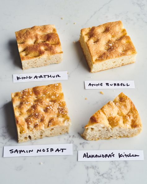 We Tried 4 Popular Focaccia Recipes - Here's the One We Liked Best | Kitchn Foccia Bread Recipes Easy, Focaccia Charcuterie Board, Focaccia Bread Flavors, Pesto Focaccia Bread, Best Foccacia Bread Recipes, Traditional Focaccia Bread, Focassia Bread Recipes Quick, Italian Focaccia Recipe, Easiest Focaccia Bread