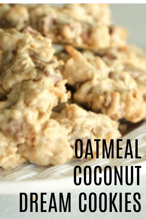 Oatmeal Coconut Dream Cookies Cookies Recipes Oatmeal, Dream Cookies Recipe, Dream Cookies, Oatmeal Coconut Cookies, Coconut Dream, Six Sisters Stuff, Coconut Cookies, Coconut Recipes, Cookies Recipes