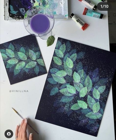 Painting For Beginners Easy, Leaf Paintings, Soyut Sanat Tabloları, Easy Canvas Painting, Abstract Art Painting Diy, Simple Acrylic Paintings, Small Canvas Art, Drawings Simple, Painted Leaves