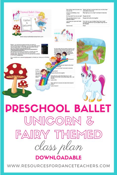 Unicorn Preschool Ballet class plan | Resources for Dance Teachers Preschool Ballet, Dance Teacher Tools, Beginner Ballet, Teaching Lessons Plans, Creative Movement, Ballet Lessons, Dance Instruction, Preschool Lesson Plan, Preschool Programs