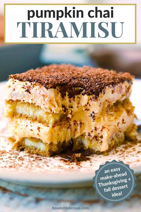 Pumpkin Pie Chai Tiramisu, Chai Tiramisu Recipe, Chai Tea Tiramisu, Chai Recipes Dessert, Chai Creme Brulee, Pumpkin Chai Tiramisu Recipe, Pumpkin Chai Dessert, Dirty Chai Pumpkin Pie, Pumpkin Pie Tiramisu