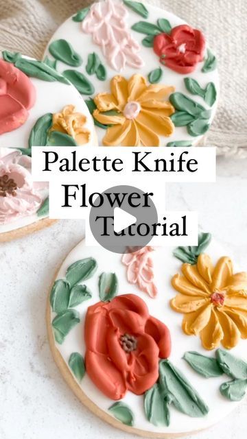 Palette Knife Flowers, Floral Cookies, Cookie Pictures, Paint Cookies, Royal Icing Recipe, Cookie Decorating Ideas, Flower Cookies, Palette Knife Painting, Icing Recipe