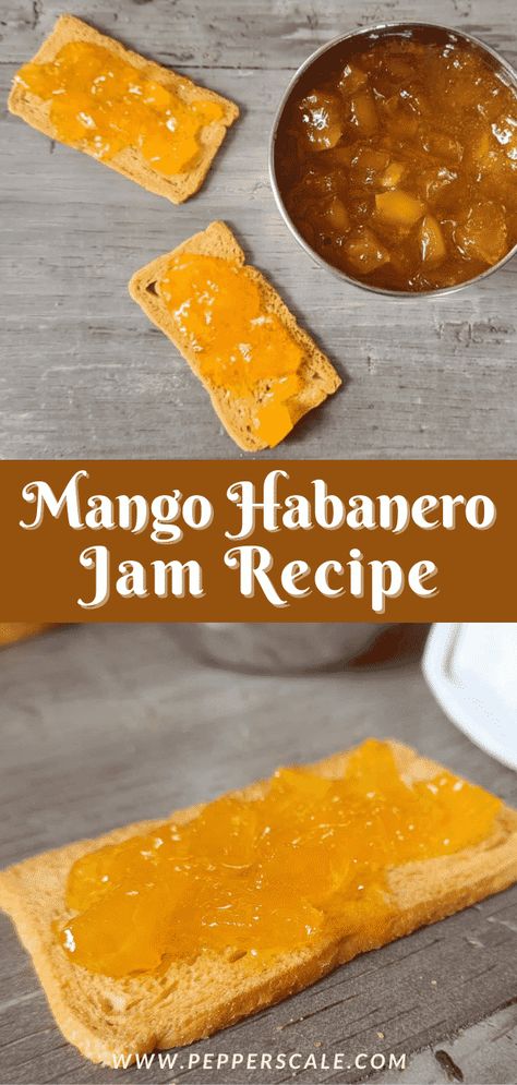 Mango Habanero Pepper Jelly, Mango Habanero Pepper Jelly Recipe, Habanero Mango Jelly, Spicy Jam Recipes, Mango Habanero Jam Recipe, Mango Habanero Recipes, Mango Jalapeno Jam, Mango Habanero Jam, Habanero Jelly Recipe