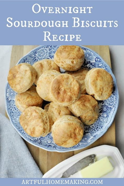 This sourdough biscuits recipe is the perfect way to use sourdough discard. These overnight, long-fermented biscuits are easy and delicious. Long Fermented Sourdough Biscuits, Vegan Sourdough Biscuits, Overnight Sourdough Biscuits Recipe, Overnight Sourdough Biscuits, Long Fermented Sourdough Cookies, Overnight Sourdough Discard Recipes, Long Fermented Sourdough Recipes, Overnight Biscuits, Overnight Sourdough Recipes