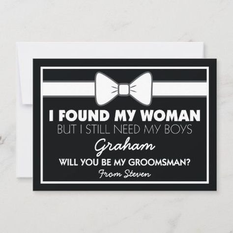 $2.31 | Will You Be My Groomsman Black/White Bow Tie Invitation #wedding, will you be my, card, groomsman, special groomsman card, classic, black white tie, will you be my groomsman, classic black white groomsman card, wedding man duty card, page boy, junior groomsman, best man, invite, invitation Groomsman Invite, White Tie Wedding, Wedding Ushers, Be My Best Man, Groomsmen Invitation, Junior Groomsmen, Groomsman Card, Man Card, Best Man Wedding