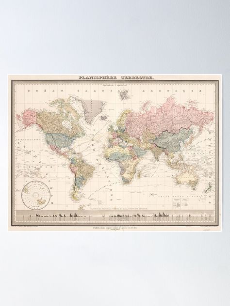 Vietnam Poster, Vintage Map Of The World, Map Of China, China Map, World Map Poster, World Map Art, Australia Map, Map Of The World, Poster Decor