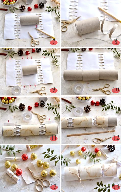 Homemade Christmas Crackers Ideas, Diy Crackers Christmas Fillers, Diy Bon Bons Christmas Crackers, Homemade Christmas Crackers Diy, Christmas Bon Bons Diy, Make Your Own Christmas Crackers, Home Made Christmas Crackers, Handmade Christmas Crackers, Making Christmas Crackers