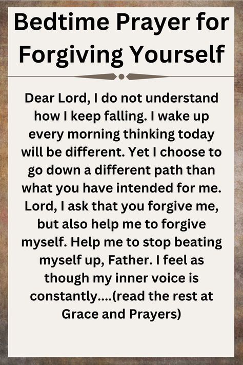 In the quiet moments before sleep, let us offer a prayer of forgiveness, releasing burdens and finding solace in God's grace. May this bedtime prayer bring healing and renewal, allowing us to let go of mistakes and embrace the gift of forgiveness for ourselves. Experience the restorative power of God's love as you surrender your heart and soul in this gentle bedtime prayer. Prayers Before Sleep, Evening Prayer Before Sleep, Good Night Prayer Before Sleep, Night Time Prayers Bedtime, Night Prayer Bedtime Sleep, Night Prayer Bedtime, Ask God For Forgiveness, Prayers For Forgiveness, Reflect On Your Day