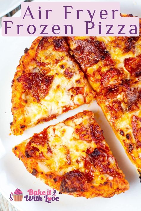 Your air fryer will cook frozen pizza perfectly every single time! Frozen Pizza Air Fryer, Air Fryer Frozen Pizza Cook Time, Pizza In Air Fryer Oven, Air Fry Frozen Pizza, Pizza Airfryer, Air Fry Pizza, Frozen Pizza In Air Fryer, Air Fryer Pizza, Air Fryer Cooking Times