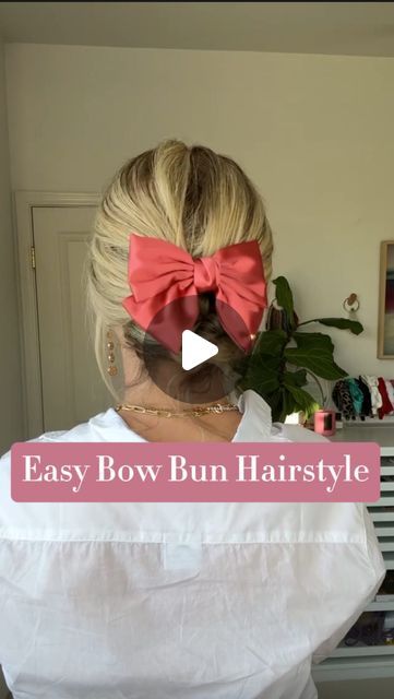 Updo With Bow Clip, Low Bun With Bow, Updo With Bow, Bow Bun Hairstyle, Effortless Low Bun, Bun With Bow, Elegant Chignon, Updo Chignon, Bow Bun