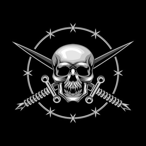 Skull and cross swords vector illustrati... | Premium Vector #Freepik #vector #skull-illustration #skull #pirate-skull #skeleton-head Skull Girl Tattoo, Line Art Images, Motion Wallpapers, Hacker Wallpaper, Heavy Metal Art, Blurred Background Photography, Dark Artwork, Photo Logo Design, Skull Logo