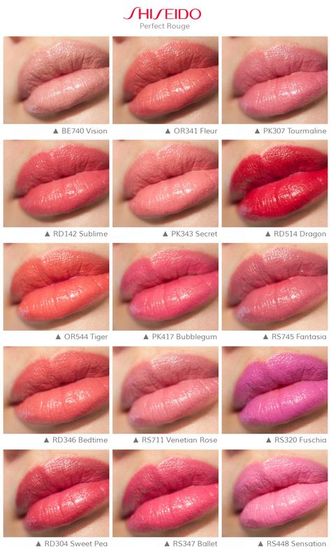 Shiseido Lipstick, Mac Lipstick Shades, Shiseido Makeup, Lip Color Makeup, Perfect Lipstick, Rouge Lipstick, Makeup Board, Natural Lipstick, Lip Swatches