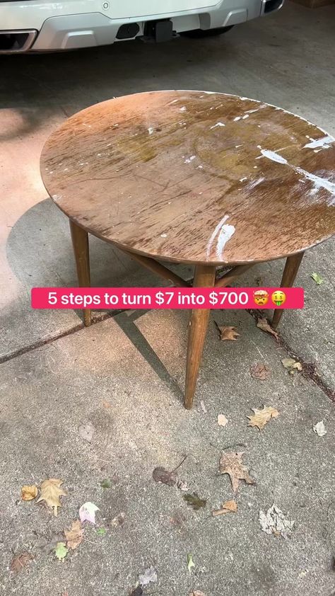 5 Steps to Turn $7 into $700! EASY beginner friendly furniture flip tutorial on mid century modern walnut table! | Copy & paste this link 👉🏼 https://urlgeni.us/amzn/9cdx for the full list of products for this mid century modern Mersman table flip! 👇🏼 I found this... | By the furniture doctor Mid Century Modern Furniture Makeover, Refurbed Furniture, Flip Tutorial, Modern Furniture Makeover, Restore Furniture, Refurbishing Furniture, Table Flip, Furniture Finish, Wood Table Diy