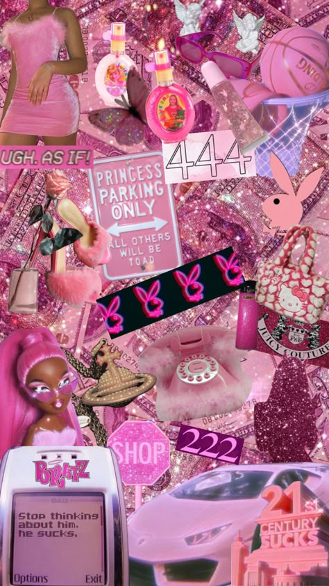 Pink Y2k Astethic, Y2k Pink Collage, Y2k Aesthetic Moodboard, Y2k Love Aesthetic, Y2k Moodboard Aesthetic, Pink Y2k Wallpaper Aesthetic, 2000s Mood Board, Y2k Places, Y2k Collage Aesthetic