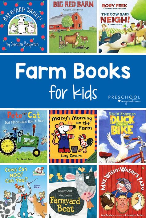 Books perfect for a farm or farm animals preschool theme! Wonderful books for circle time about farms, farming, farm to table, and more! #preschoolinspirations #preschool #farm #farmtheme #farmanimals Farm Animals Books Preschool, Farm Books For Toddlers, Preschool Farm Books, Farm Animal Books For Preschool, Farm Books For Preschool, Farm Animals Preschool Theme, Farm Unit Preschool, Farm Theme Activities, Animal Farm Book