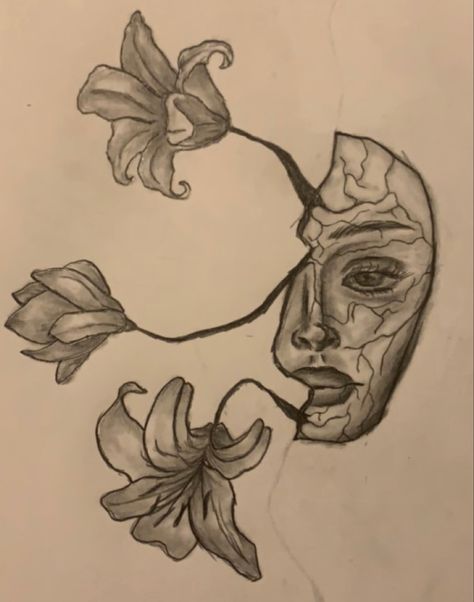 #drawing #drawingideas #drawingsketch #drawingflowers #facesketch #sketch #sketching #art #flowers Dead Flower Drawing, Relatable Pictures, Simple Face Drawing, Art Markers Drawing, Markers Drawing, Sketching Art, Quinceanera Nails, Art Markers, Meaningful Drawings