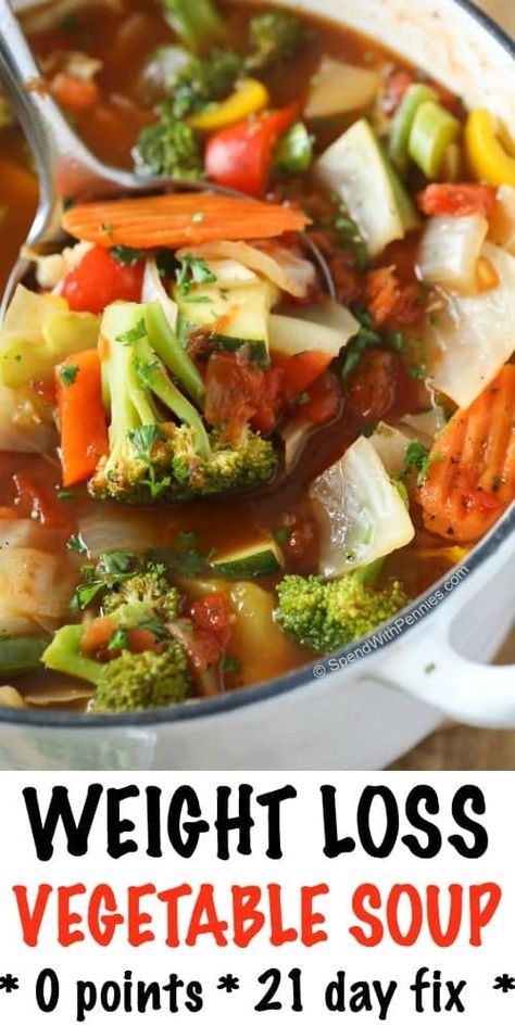 This Weight Loss Vegetable Soup Recipe is one of our favorites! Completely loaded with veggies and flavor and naturally low in fat and calories it's the perfect lunch, snack or starter! 0 Weight Watchers points and 21 day fix approved. Vegetable Soup Recipe, Weight Watchers Soup, Soup Diet, Perfect Lunch, Vegetable Soup Recipes, India Food, Easy Soups, Diet Keto, Healthy Soup Recipes