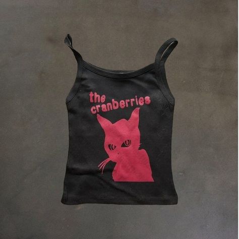 90s Tank Top, Punk Tops, The Cranberries, Graphic Y2k, Y2k Tank Top, Y2k Tank, Shirt Crop Top, Cat Vintage, T Shirt Crop Top