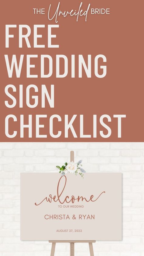 Download my free checklist to make sure you have all of your wedding signs covered! There are 27 different types of wedding signs that you can do for your wedding - welcome signs, seating charts, gift table, favor signs, menus, and the list goes on. Reception Checklist, Boho Wedding Welcome Sign, Wedding Table Signage, Wedding Welcome Table, Wedding Reception Signage, Modern Boho Wedding, Wedding Ceremony Signs, Wedding Signs Diy, Wedding Reception Signs