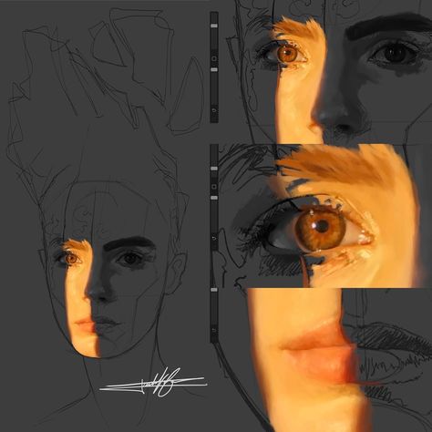 Painting Process Digital, Digital Painting Styles, Face Lighting Reference, Inspirational Digital Art, Digital Art Beginner, Art Tools Drawing, Creative Drawing, Art Tutorials Drawing, Digital Art Tutorial