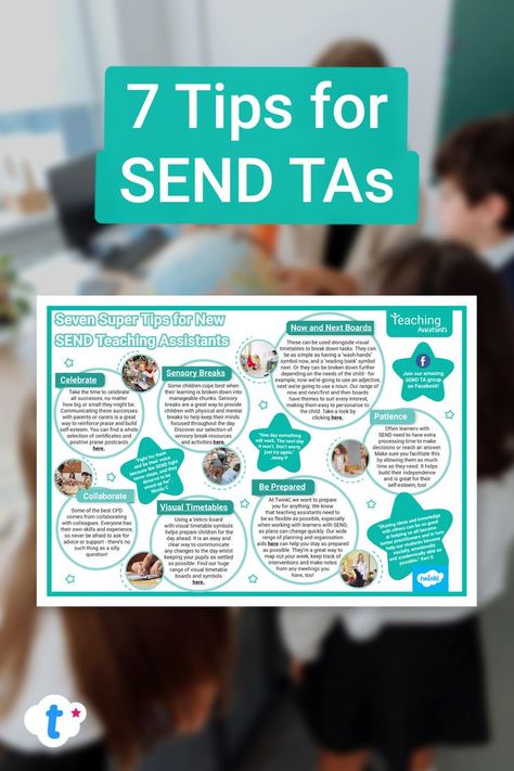 7 Tips for SEND Teaching Assitants You Can't Miss Sen Teaching Assistant, Teaching Assistant Resources, Learning Support Assistant, Teaching Community, Visual Timetable, Educational Assistant, Super Tips, Job Advice, Learning Support