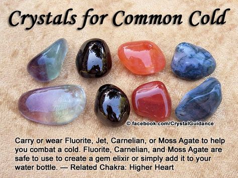 Crystals for the Common Cold: Fluorite, Jet, Carnelian, Moss Agate About Crystals, Spiritual Crystals, Crystal Therapy, Common Cold, Crystal Healing Stones, Crystal Magic, Rocks And Gems, Chakra Crystals, Energy Crystals