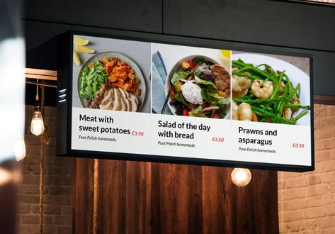 7 Ways Restaurants Can Use Digital Signage To Be More Awesome Menu Signage, Milkshake Flavours, Digital Menu Boards, Digital Signage Displays, Lunch Hour, Food Template, Outdoor Designs, Signage Display, Digital Menu