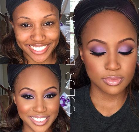 Lavender Purple Wedding Makeup, Purple Eyeshadow Looks, Purple Makeup Looks, Purple Smokey Eye, Purple Eye Makeup, Celebrity Makeup Looks, Prom Makeup Looks, Lavender Dress, Purple Makeup