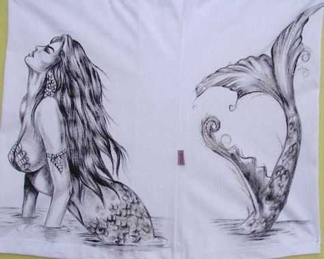 Poses Mermaid, Drawings Of Mermaids, Mermaid Tattoo Ideas, Siren Tattoo, Mermaid Tattoo Designs, Kunst Tattoos, Mermaid Artwork, Theme Tattoo, Mermaid Drawings