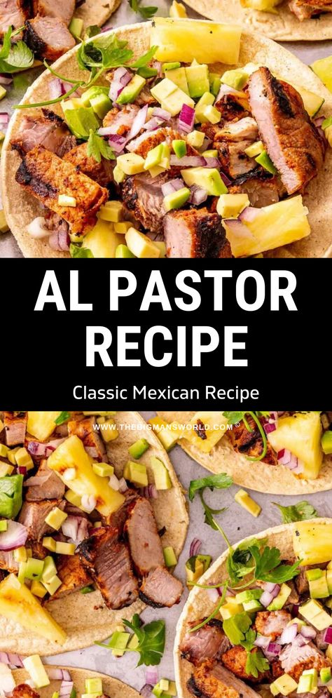 How To Make Al Pastor Meat, Taco El Pastor Recipe, Chicken El Pastor Recipe, El Pastor Tacos Recipe, El Pastor Recipe, Al Pastor Meat, Pork Al Pastor, Grilled Pork Shoulder, Al Pastor Recipe