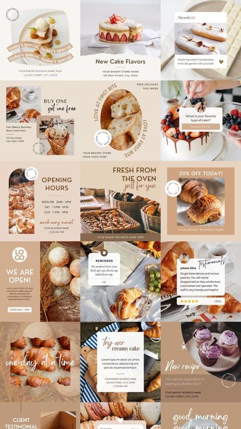 Bakery Instagram Post Templates | Café Cake Business Social Media |Coffee Bake Shop Template😍 Bakery Instagram Post, Elegant Instagram Post, Menu Booklet, Nutrition Template, Bakery Social Media, Food Content Ideas, Professional Instagram Post, Cafe Content, Ig Post Template