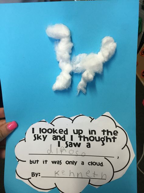 Preschool Crafts Weather, Cloud Science Preschool, Weather Themed Literacy Activities, Spring Weather Art Preschool, Cloud Projects For Preschoolers, Weather Art For Preschoolers, Sky And Weather Crafts For Preschool, In The Sky Preschool Activities, Wacky Weather Preschool