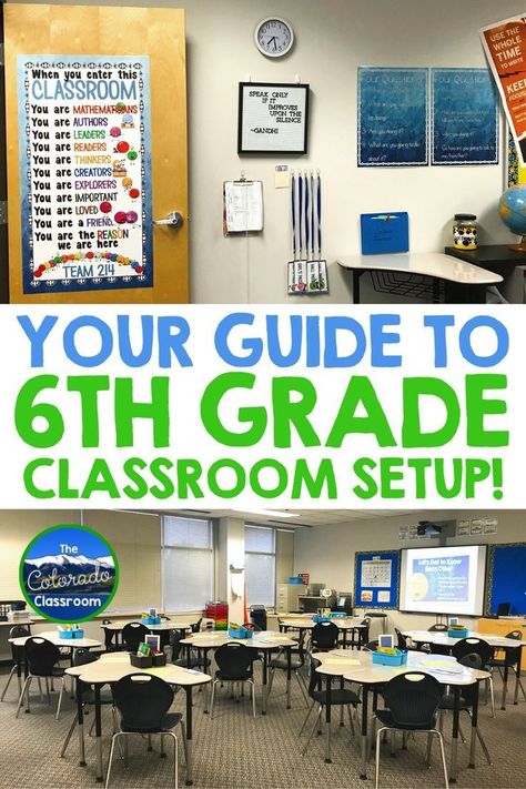 Middle School Classroom Setup, Back To School 6th Grade, Classroom Setup Ideas, Middle School Classroom Themes, 6th Grade Classroom, School 6th Grade, Classroom Setup Elementary, Simple Classroom, Middle School Activities