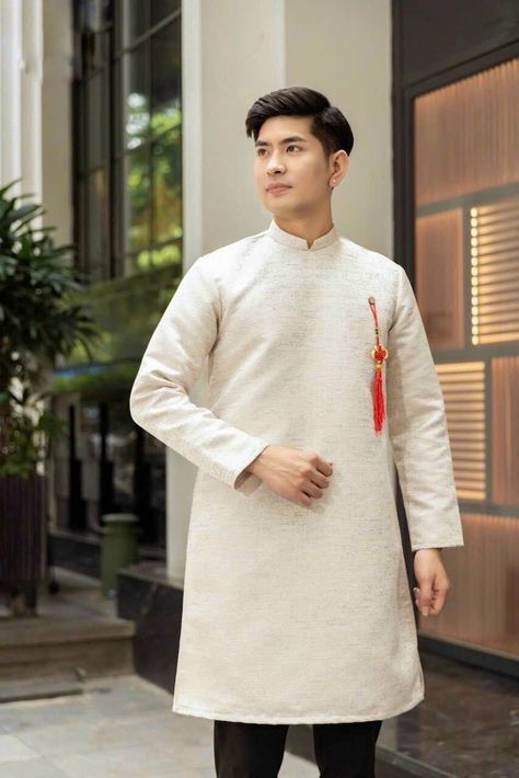 Cream Mint Taffeta Ao Dai Men Vietnamese Modernized Ao Dai Men Vietnamese Men Ao Dai Ao Dai Nam Men Dress Teen Boy Ao Dai - Etsy Nepal Men Ao Dai, Ao Dai Men, Vietnamese Men, Ao Dai Vietnam, Kurta Men, Zip Line, Traditional Pattern, Yellow Wedding, Wedding Vibes