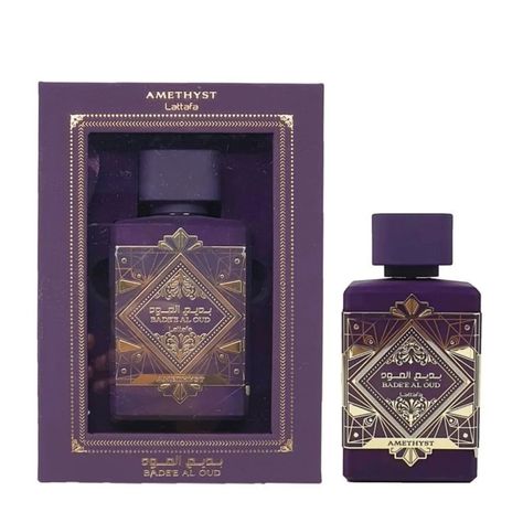 Bade'e Al Oud Amethyst is an oriental perfume for both men and women. •Top notes are Pink Pepper and Bergamot •Middle notes are Turkish Rose, Bulgarian Rose and Jasmine •Base notes are Agarwood (Oud), Amber and Vanilla. •Price: 400 cedis • • • • #smallbusiness #smellgoodonabudget #lattafa #arabianperfumes #girly Purple Bottle, Bulgarian Rose, Vanilla Fragrance, Pink Pepper, New Fragrances, Womens Fragrances, Fragrance Notes, Women Fragrance, Alcohol Free