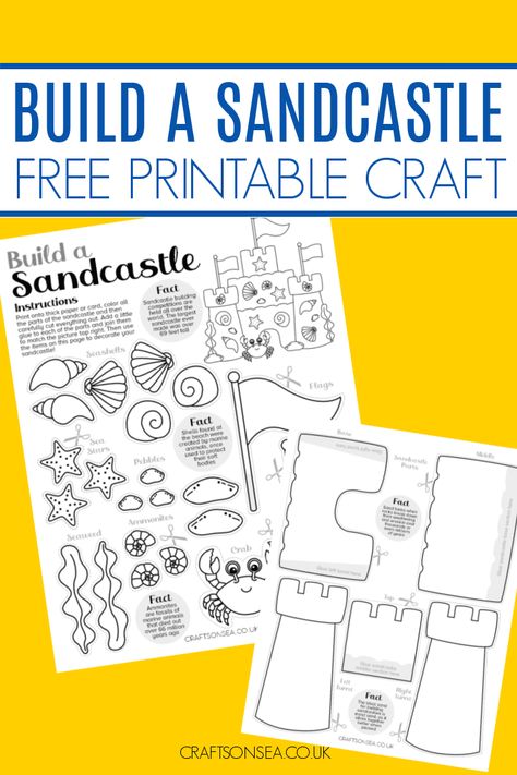 Build A Sandcastle Craft (FREE Printable) Sandcastle Crafts For Kids, Sandcastle Template Printable, Beach Kindergarten Activities, Ocean Paper Crafts, Free Craft Printables, Summer Themed Crafts For Kids, Vbs 2024 Breaker Rock Beach Craft Ideas, Breaker Rock Beach Vbs 2024 Craft Ideas, Breaker Rock Beach Vbs 2024 Crafts