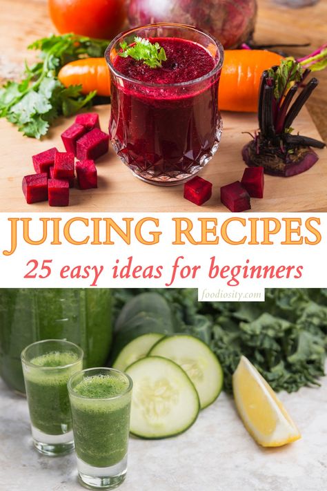 25 Juicing Recipes - Easy Ideas For beginners - Foodiosity Easy Juicing Recipes, Juicer Ideas, Healthy Juicing Recipes, Juice Cleanse Benefits, Juicing 101, Juicing Recipes For Beginners, Benefits Of Juicing, Healthy Juicing, Drinks Healthy