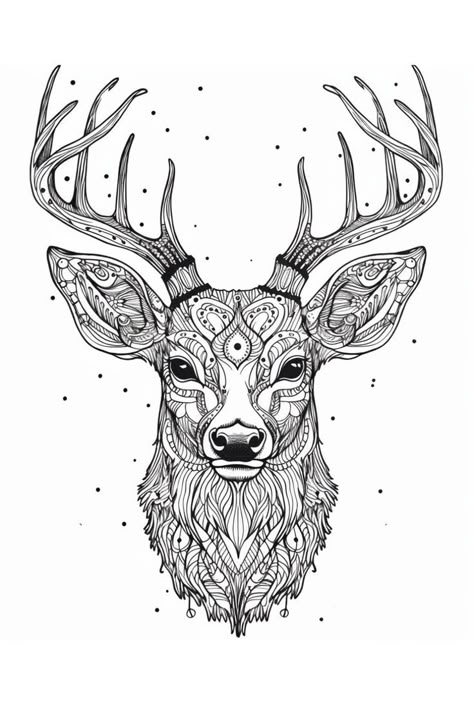 Discover a world of tranquility with our free printable geometric animal coloring pages. Perfect for those seeking a mindful and relaxing activity. These pages are designed to help you find your inner peace and bring some calm into your day. Don't forget to check out our coloring book for more designs like these. #mindfulness #meditation #geometric #animal #coloringpages #freedownload #innerpeace Zentangle Animals Art, Amazon Animals, Animals With Horns, Zentangle Animals, Beautiful Wildlife, Mandala Animal, Deer Tattoo, Free Adult Coloring Pages, Relax And Unwind