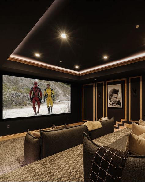 Movie Room House, Home Theatre Aesthetic, Basement Ideas Theater, Theater Room Lighting Ideas, Home Theater Popcorn Station, Home Cinema Ideas Movie Nights, Home Theater Wall Design, Basement Movie Theatre, Movie Theater Rooms Aesthetic